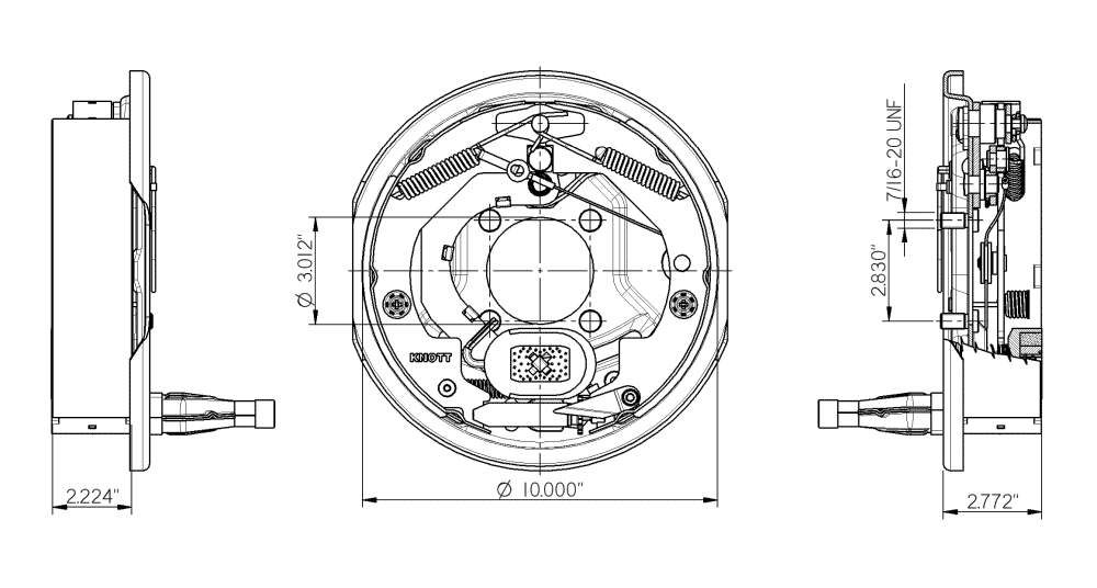 Electric Drum Brake 10 Right With Automatic Adjustment And Parking Brake