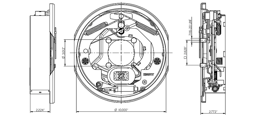 Electric Drum Brake 10 Right With Automatic Adjustment